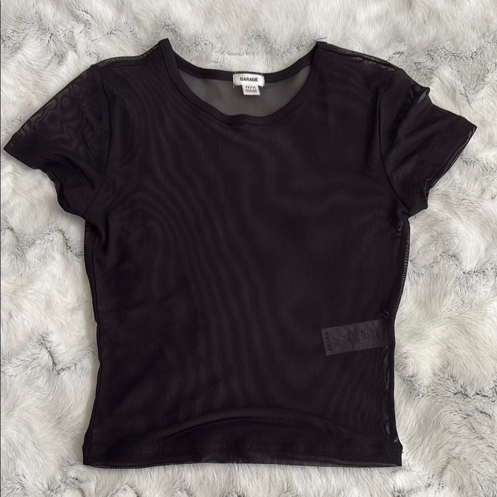 Garage Black Mesh Women's Top